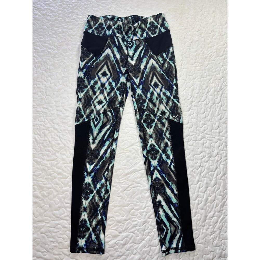 Everlast Black & Blue Geometric Athletic Ankle Leggings size small